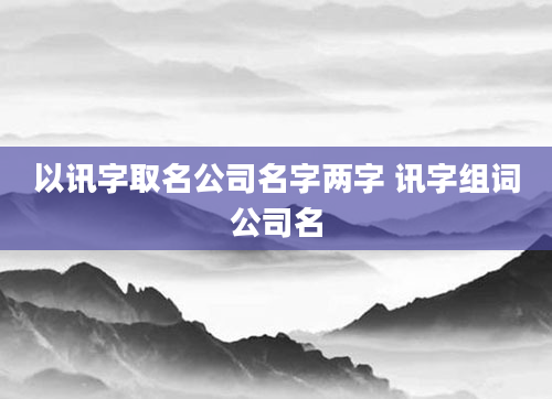 以讯字取名公司名字两字 讯字组词公司名