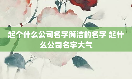 起个什么公司名字简洁的名字 起什么公司名字大气