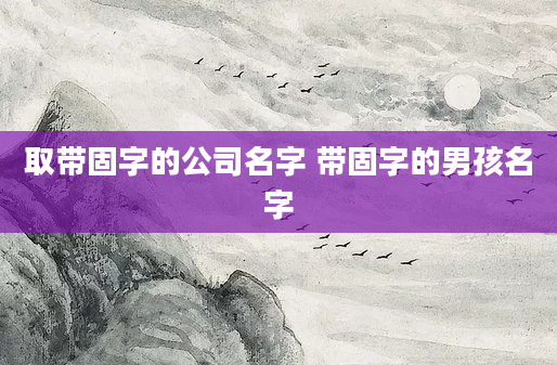 取带固字的公司名字 带固字的男孩名字