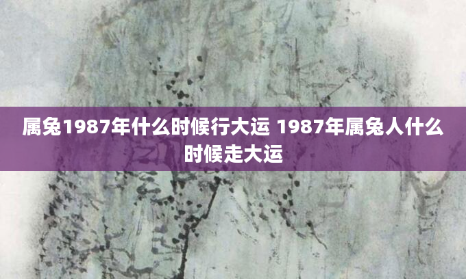 属兔1987年什么时候行大运 1987年属兔人什么时候走大运