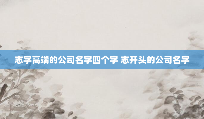 志字高端的公司名字四个字 志开头的公司名字