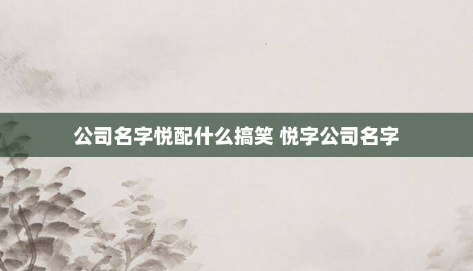 公司名字悦配什么搞笑 悦字公司名字