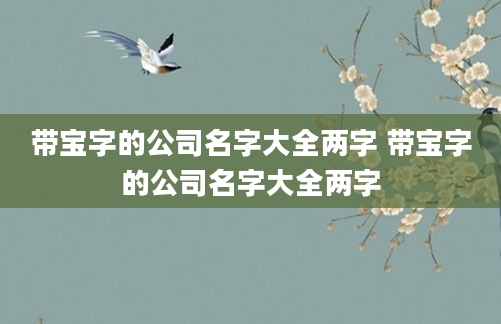 带宝字的公司名字大全两字 带宝字的公司名字大全两字