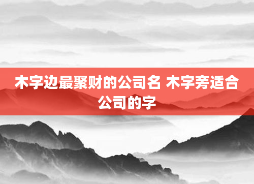木字边最聚财的公司名 木字旁适合公司的字