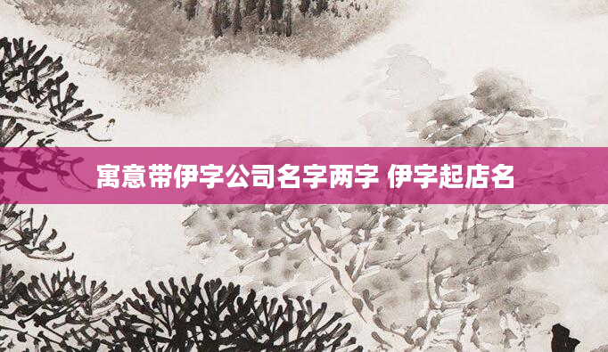 寓意带伊字公司名字两字 伊字起店名