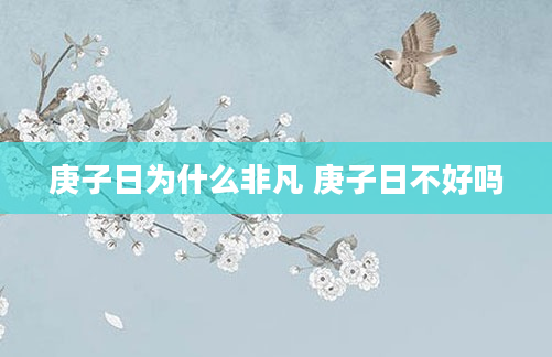 庚子日为什么非凡 庚子日不好吗