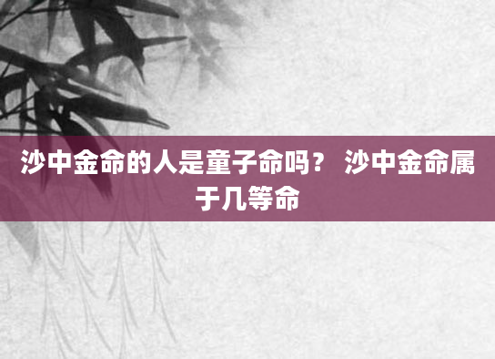 沙中金命的人是童子命吗？ 沙中金命属于几等命