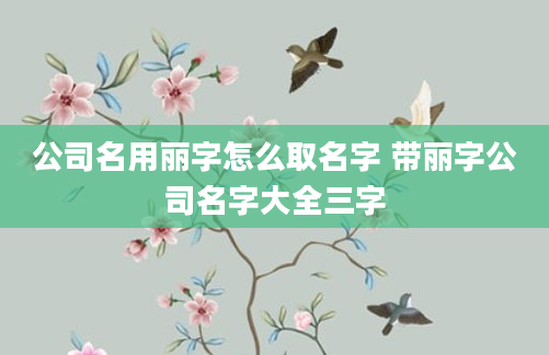 公司名用丽字怎么取名字 带丽字公司名字大全三字