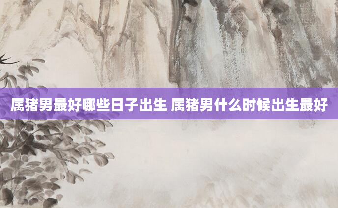 属猪男最好哪些日子出生 属猪男什么时候出生最好