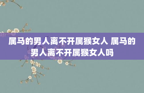 属马的男人离不开属猴女人 属马的男人离不开属猴女人吗