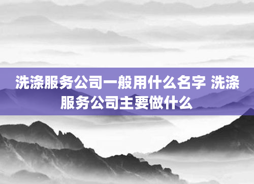 洗涤服务公司一般用什么名字 洗涤服务公司主要做什么