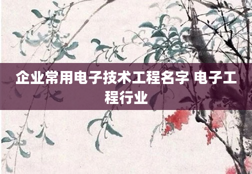 企业常用电子技术工程名字 电子工程行业