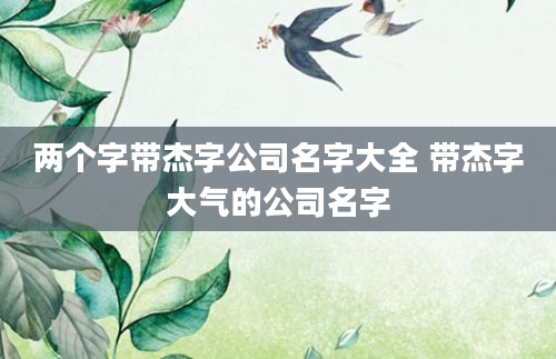 两个字带杰字公司名字大全 带杰字大气的公司名字