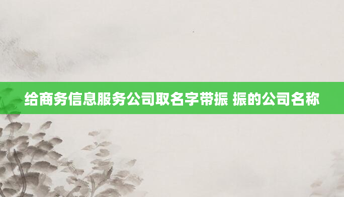 给商务信息服务公司取名字带振 振的公司名称