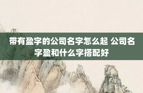 带有盈字的公司名字怎么起 公司名字盈和什么字搭配好
