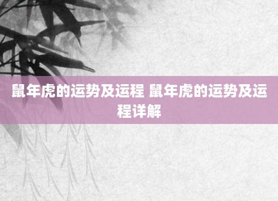 鼠年虎的运势及运程 鼠年虎的运势及运程详解