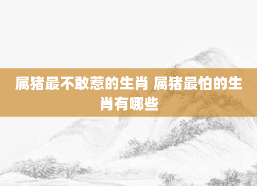 属猪最不敢惹的生肖 属猪最怕的生肖有哪些