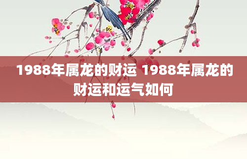 1988年属龙的财运 1988年属龙的财运和运气如何