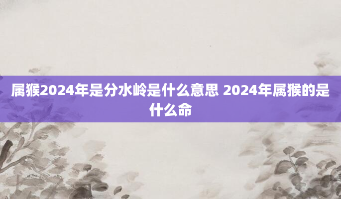 属猴2024年是分水岭是什么意思 2024年属猴的是什么命