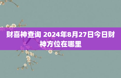 财喜神查询 2024年8月27日今日财神方位在哪里