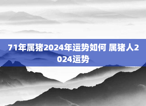 71年属猪2024年运势如何 属猪人2024运势