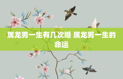 属龙男一生有几次婚 属龙男一生的命运