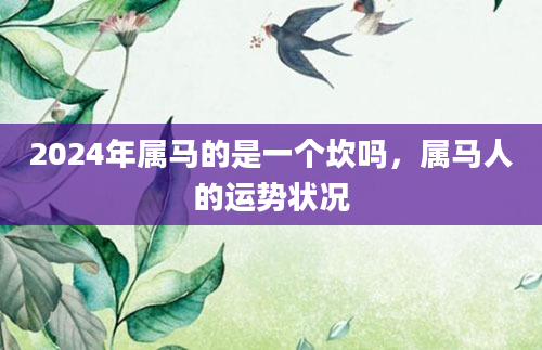 2024年属马的是一个坎吗，属马人的运势状况