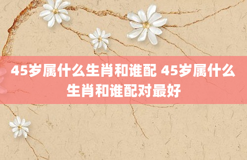 45岁属什么生肖和谁配 45岁属什么生肖和谁配对最好