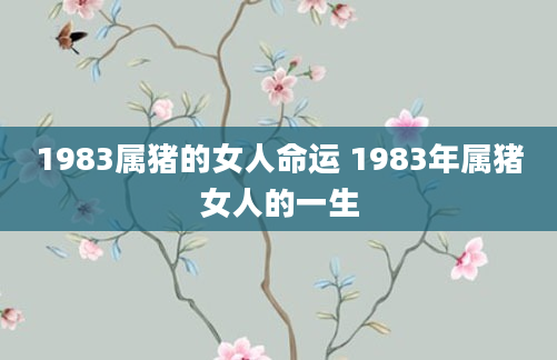 1983属猪的女人命运 1983年属猪女人的一生