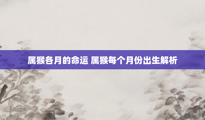 属猴各月的命运 属猴每个月份出生解析