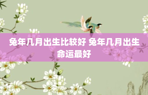 兔年几月出生比较好 兔年几月出生命运最好