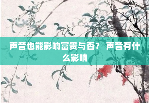 声音也能影响富贵与否？ 声音有什么影响