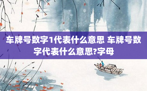 车牌号数字1代表什么意思 车牌号数字代表什么意思?字母