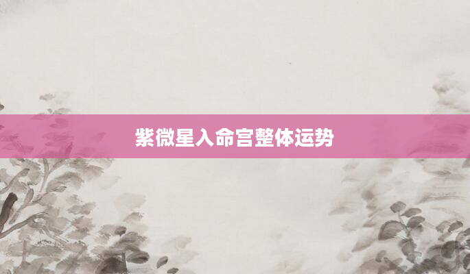 紫微星入命宫整体运势