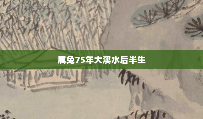 属兔75年大溪水后半生