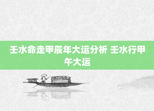 壬水命走甲辰年大运分析 壬水行甲午大运