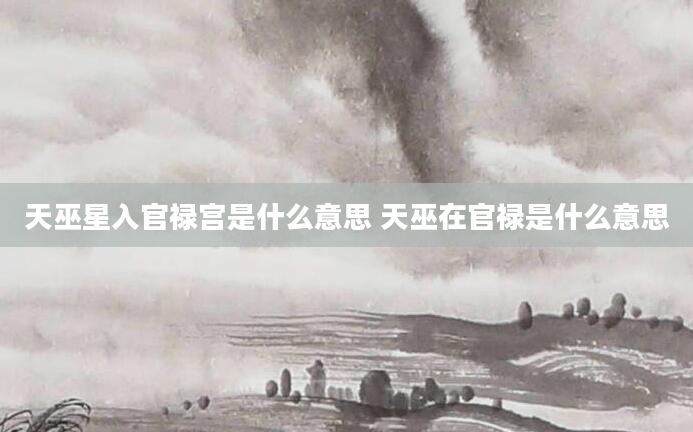 天巫星入官禄宫是什么意思 天巫在官禄是什么意思