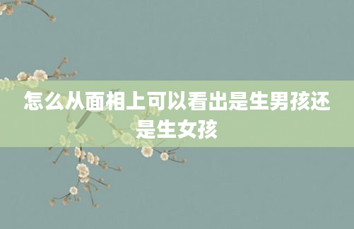 怎么从面相上可以看出是生男孩还是生女孩