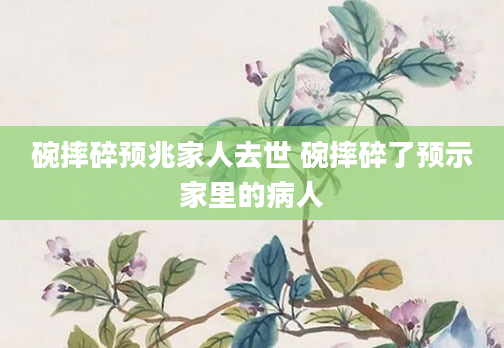 碗摔碎预兆家人去世 碗摔碎了预示家里的病人