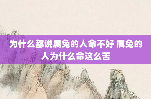 为什么都说属兔的人命不好 属兔的人为什么命这么苦