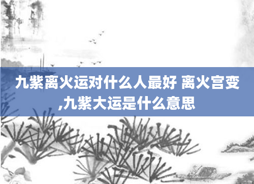 九紫离火运对什么人最好 离火宫变,九紫大运是什么意思