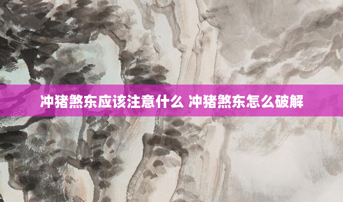 冲猪煞东应该注意什么 冲猪煞东怎么破解