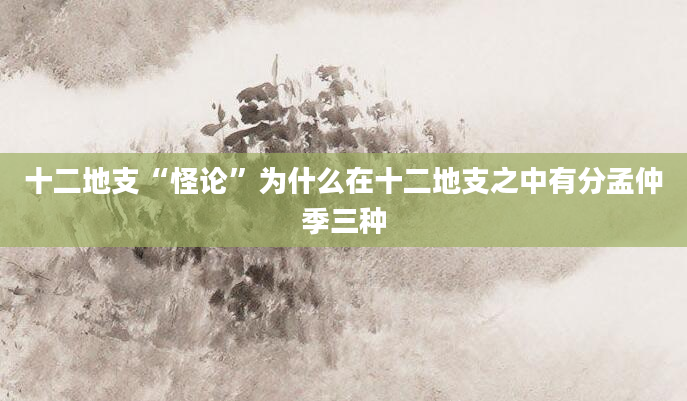 十二地支“怪论”为什么在十二地支之中有分孟仲季三种