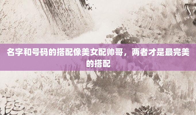 名字和号码的搭配像美女配帅哥，两者才是最完美的搭配