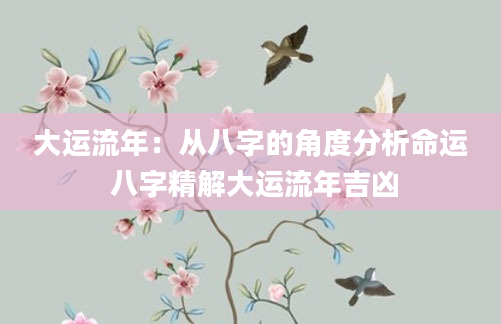 大运流年：从八字的角度分析命运 八字精解大运流年吉凶