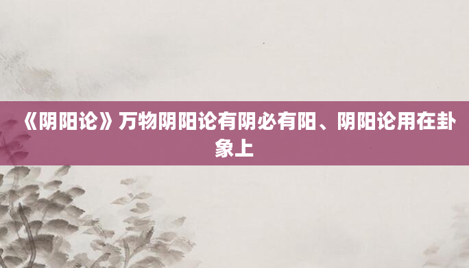 《阴阳论》万物阴阳论有阴必有阳、阴阳论用在卦象上