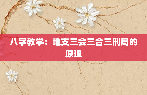 八字教学：地支三会三合三刑局的原理