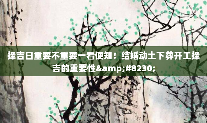 择吉日重要不重要一看便知！结婚动土下葬开工择吉的重要性…