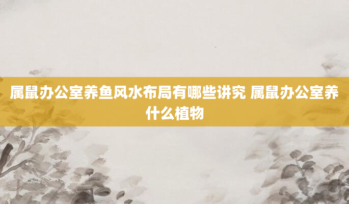属鼠办公室养鱼风水布局有哪些讲究 属鼠办公室养什么植物