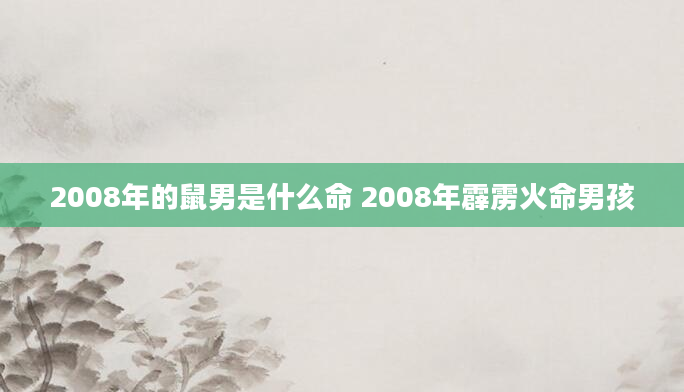 2008年的鼠男是什么命 2008年霹雳火命男孩
